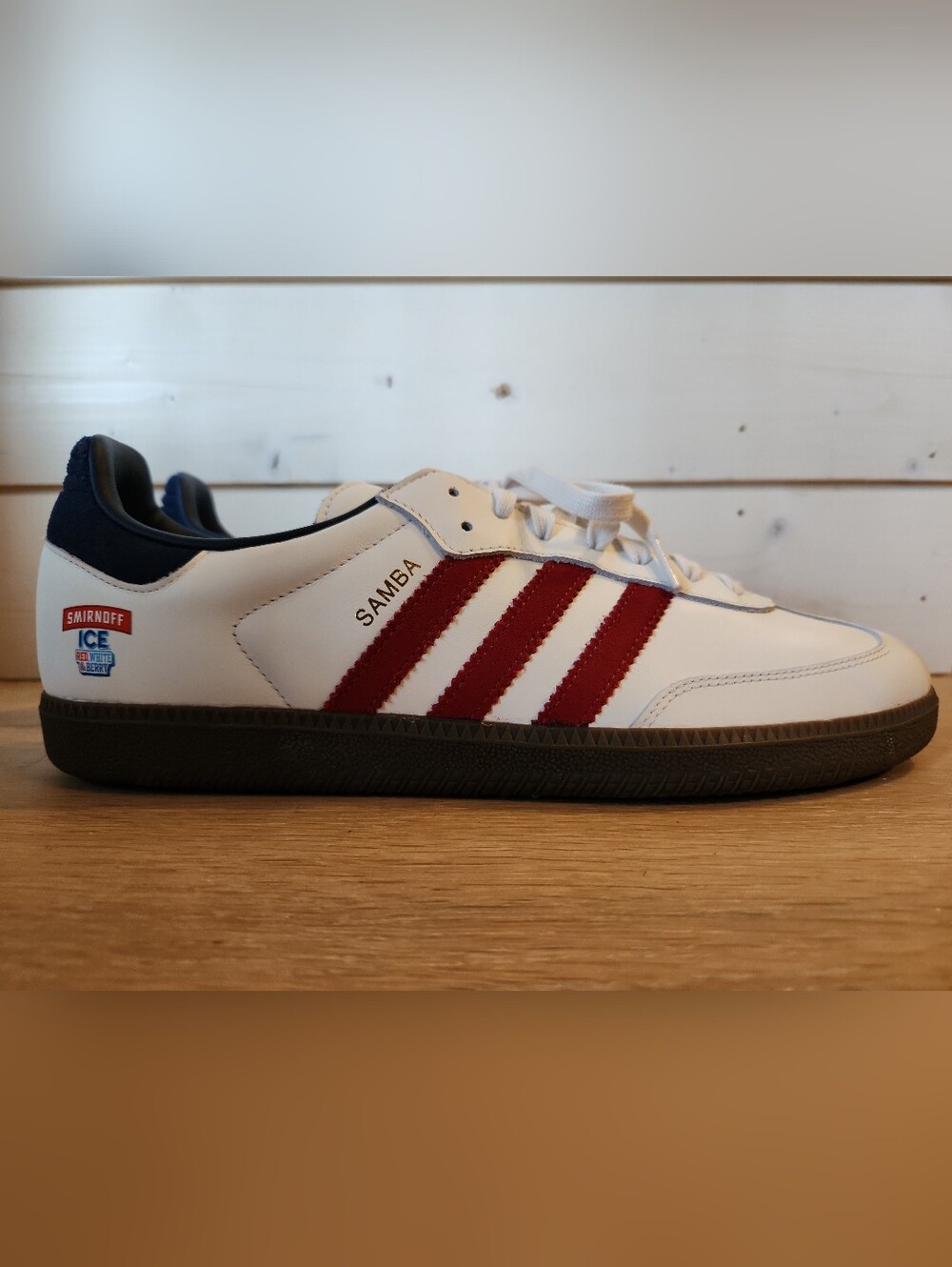 Adidas Samba Sneakers in White with Red Stripes